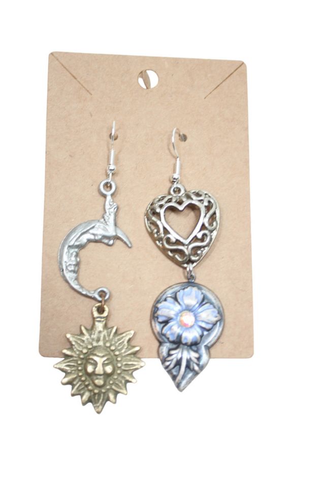 Upcycled Vintage Asymmetrical Celestial Earrings Selected By Moons + Junes Vintage #3