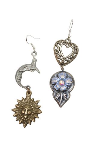 Upcycled Vintage Asymmetrical Celestial Earrings Selected By Moons + Junes Vintage