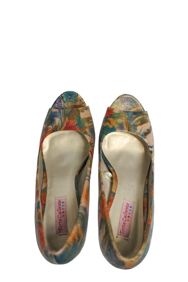 1990s Floral Print Stiletto Heels Selected By Moons + Junes Vintage #3