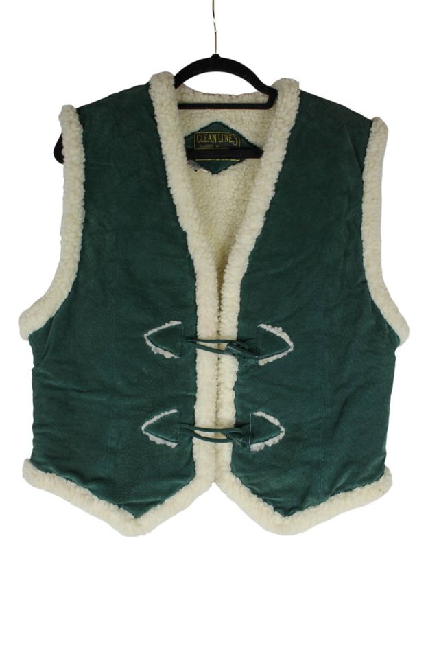 1970s Green Suede Sherpa Vest Selected By Moons + Junes Vintage #1