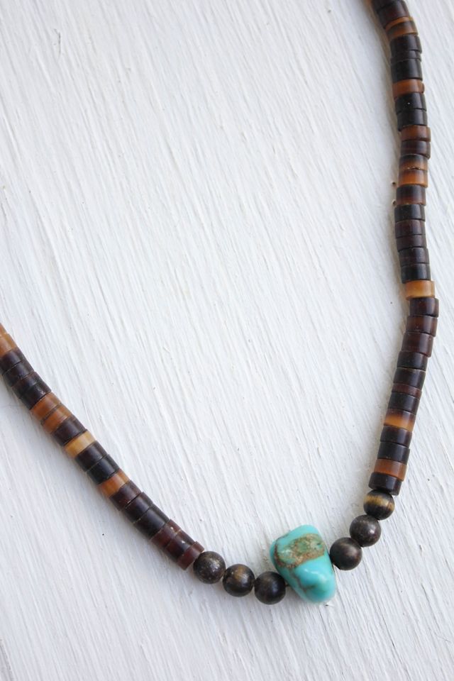 Vintage Turquoise Tigers Eye Beaded Necklace Selected By Moons + Junes Vintage #1