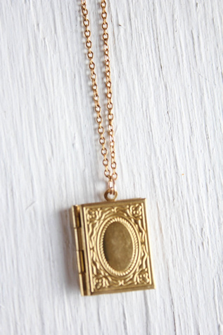 Vintage Gold Diary Locket Pendant Necklace Selected By Moons + Junes Vintage