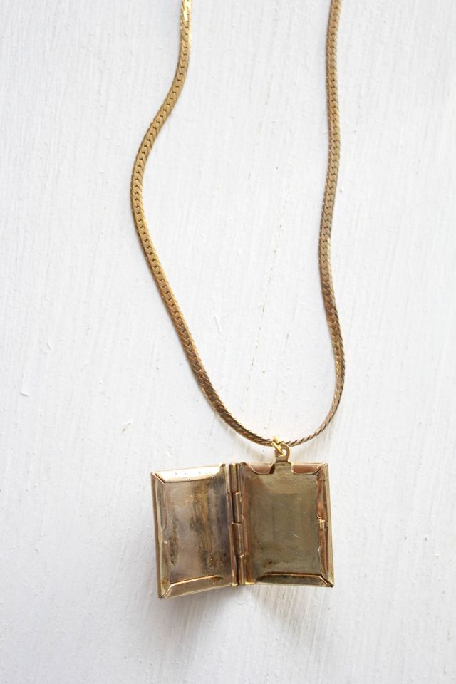 Vintage Gold Rose Diary Locket Pendant Necklace Selected By Moons + Junes Vintage #1