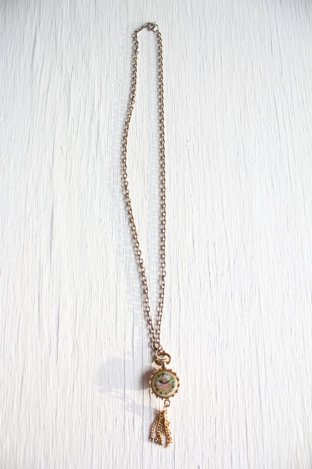 Vintage Cameo Pocket Watch Tassel Pendant Gold Necklace Selected By Moons + Junes Vintage #2