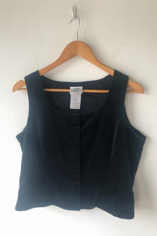 Vintage Laura Ashley Black Velvet Corset Vest Selected by The Curatorial Dept.