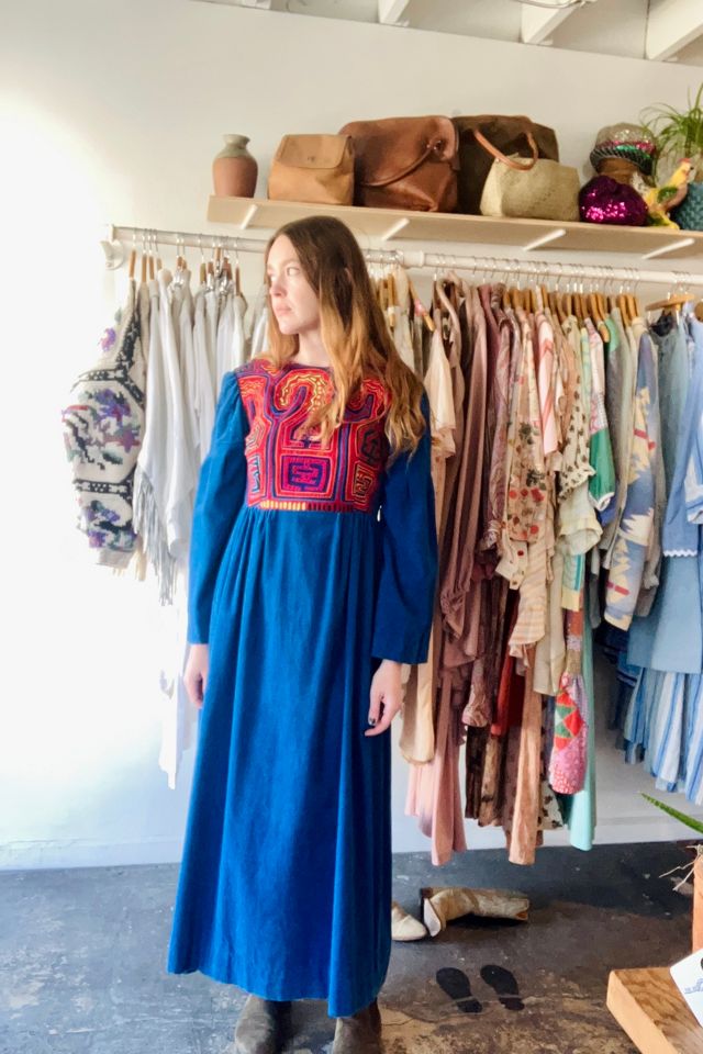 Vintage Ann Elliott Blue Embroidered Corduroy Dress Selected by The Curatorial Dept. #1