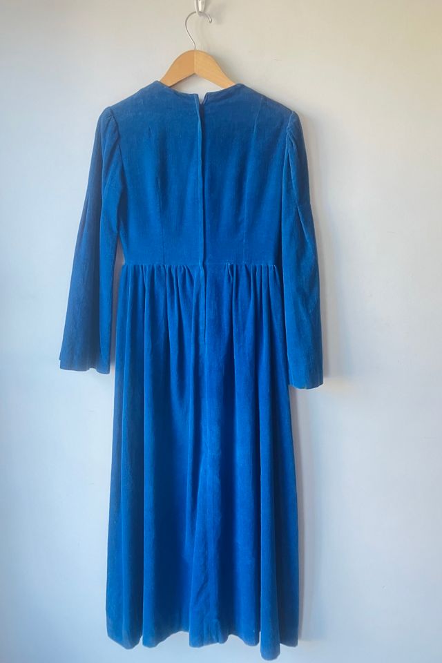 Vintage Ann Elliott Blue Embroidered Corduroy Dress Selected by The Curatorial Dept. #2