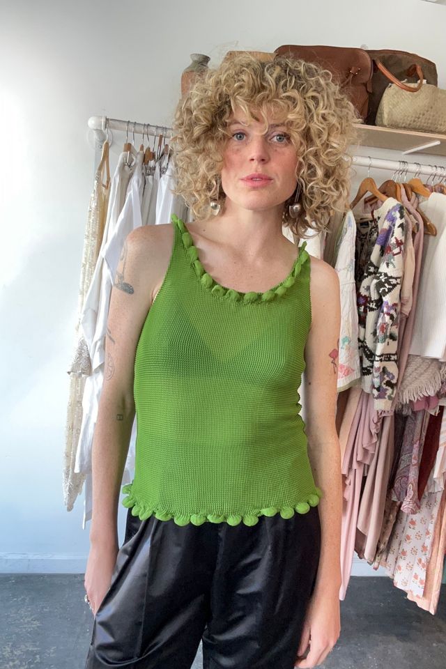 Vintage Issey Miyake Me Green Crinkle Top Selected by The Curatorial Dept.  | Free People