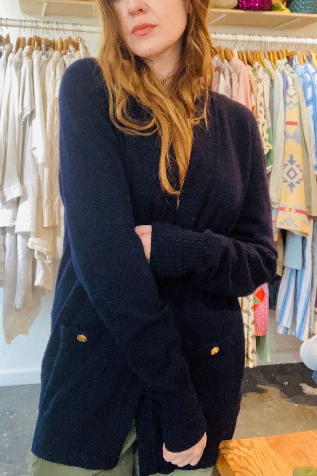 Vintage Chanel Navy Cashmere Cardigan Sweater Selected by The Curatorial Dept. #1