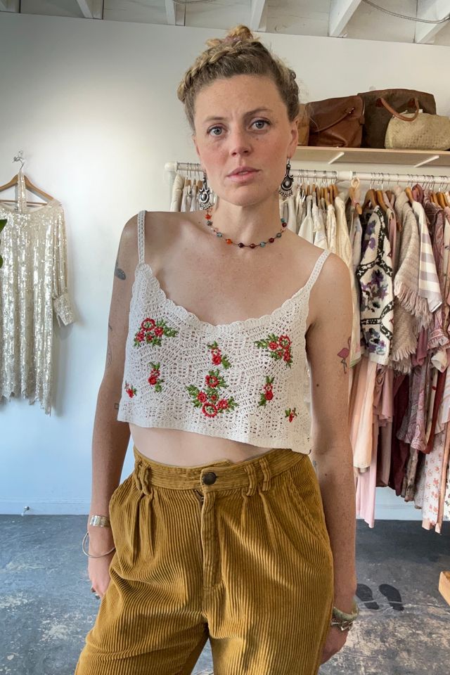 Vintage Embroidered Crochet Crop Tank Selected by The Curatorial Dept.