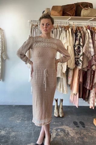 Vintage Oscar de la Renta Bullock’s Cream Knit Dress Selected by The Curatorial Dept.