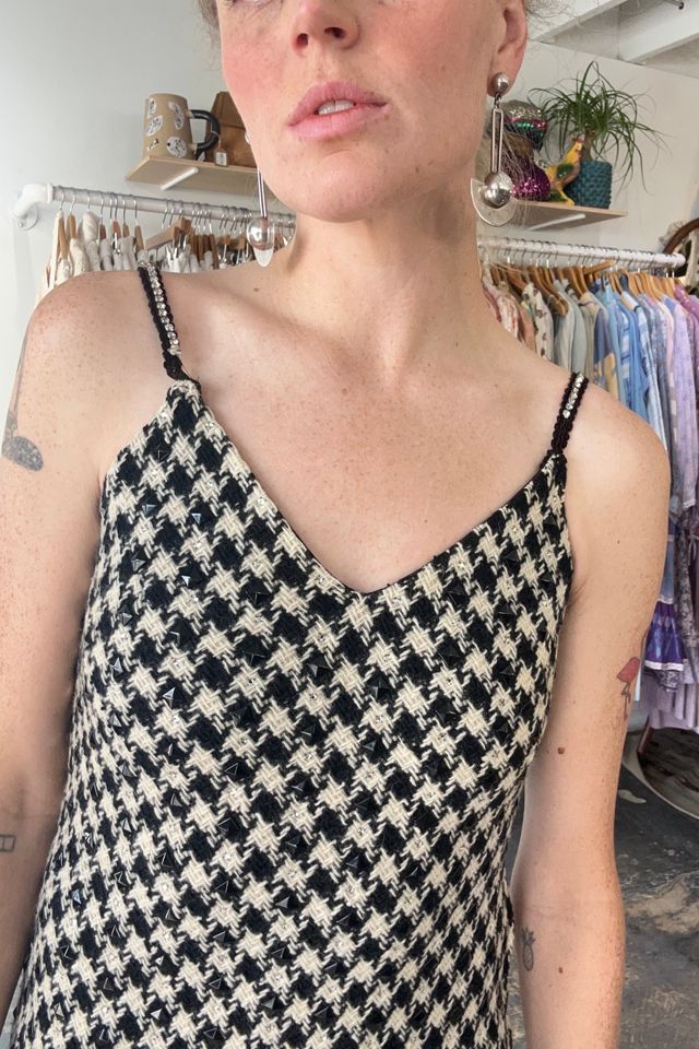 Vintage I. Magnin Woven Houndstooth Beaded Dress Selected by The Curatorial Dept. #1