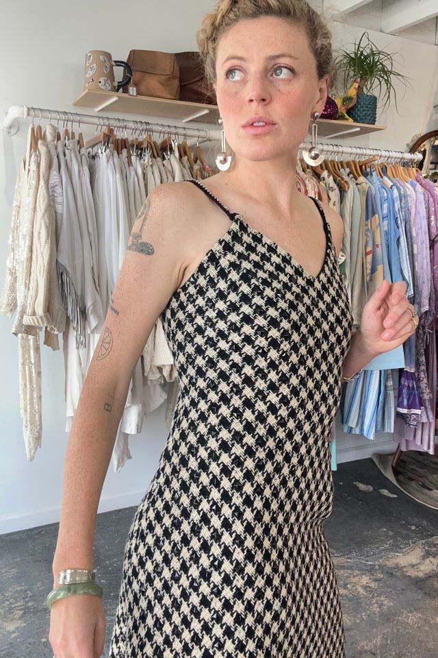 Vintage I. Magnin Woven Houndstooth Beaded Dress Selected by The Curatorial Dept. #2