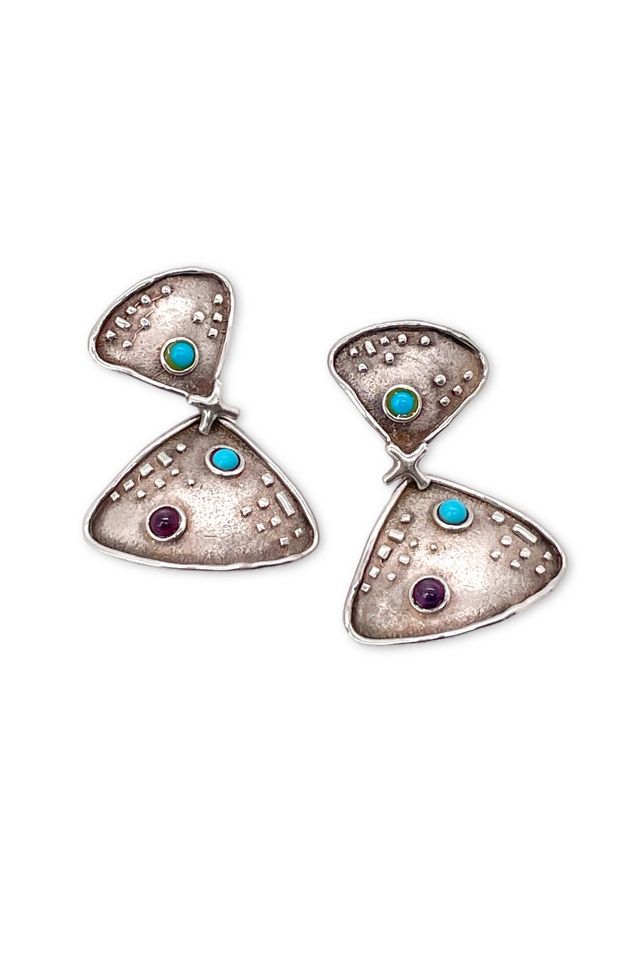 Vintage 80s Abstract Sterling Triangle Earrings Selected by MARMALADE Free People