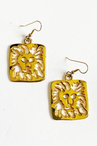 Vintage 1980's Goldtone Anne Klein Lion Logo  Earrings Selected by FernMercantile