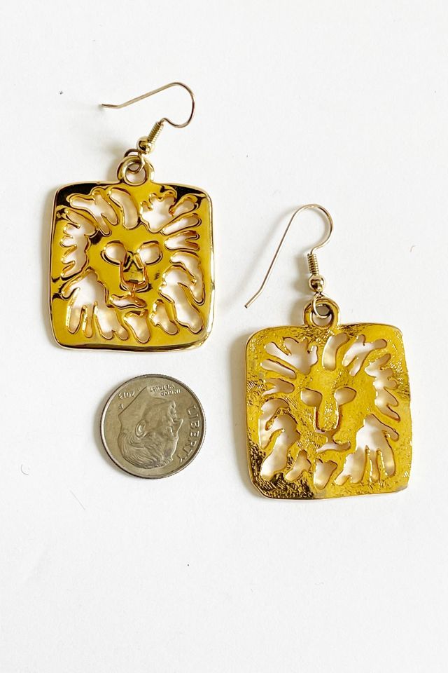 Vintage 1980's Goldtone Anne Klein Lion Logo  Earrings Selected by FernMercantile #2
