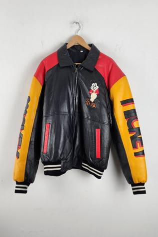 Retro 80's Mickey Mouse Leather on sale Jacket