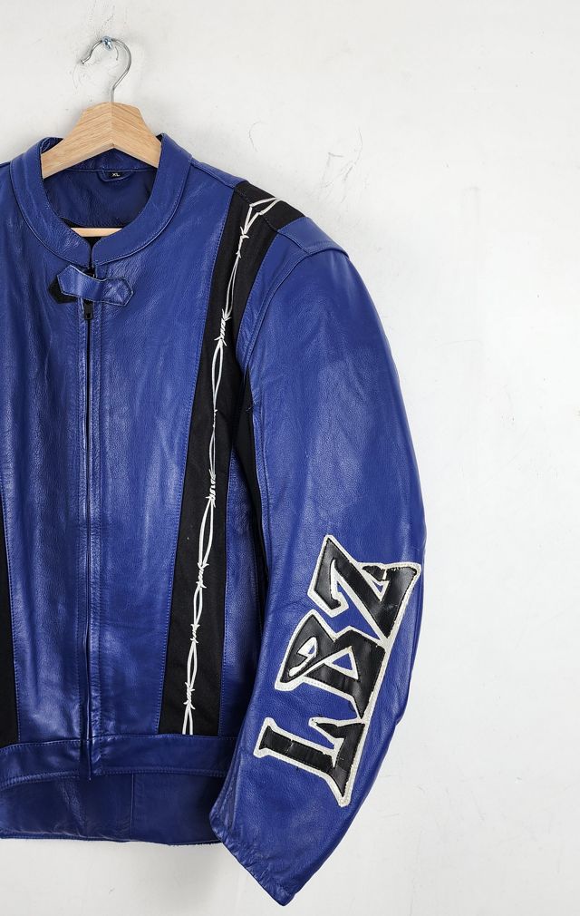 Vintage LBZ Blue Moto Jacket With Removable Pads Selected by The Igala NYC #2