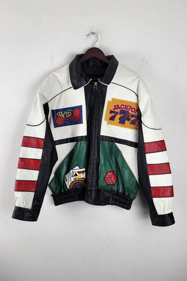 Vintage Casino Themed Bomber Leather Jacket Selected by The Igala NYC