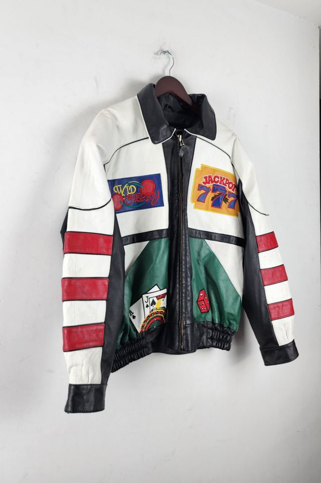 Vintage Casino Themed Bomber Leather Jacket Selected by The Igala NYC #1