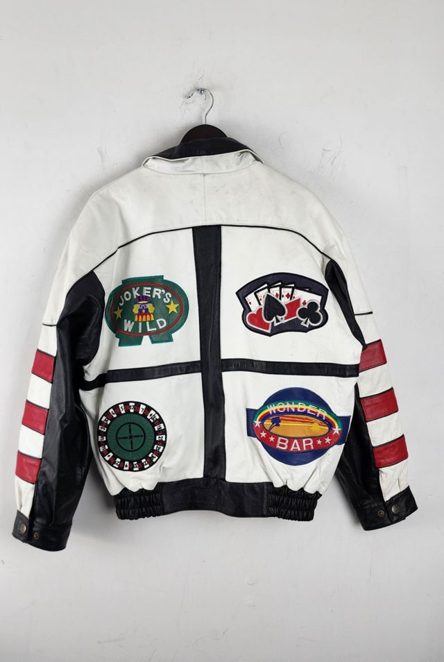 Vintage Casino Themed Bomber Leather Jacket Selected by The Igala NYC #3