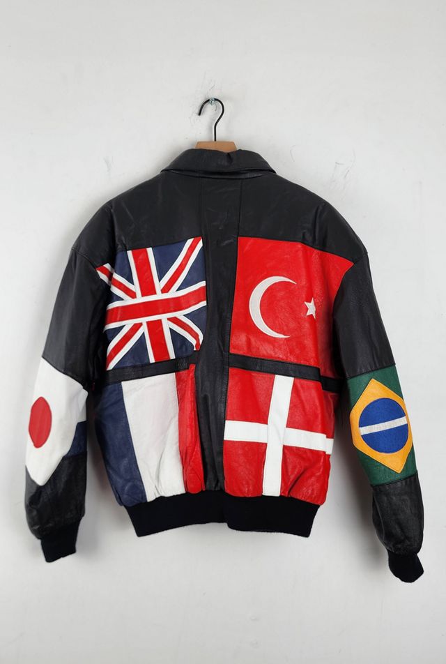 Vintage Phase3 Flags Bomber Leather Jacket Selected by The Igala NYC #3