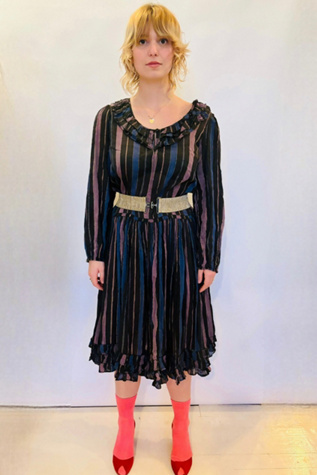 Striped Vintage Ruffle Dress Selected by Atlantic Vintage