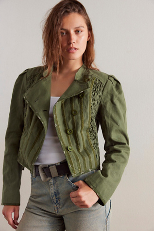 Bali Simone Jacket at Free People in Dusty Olive Combo, Size: Small