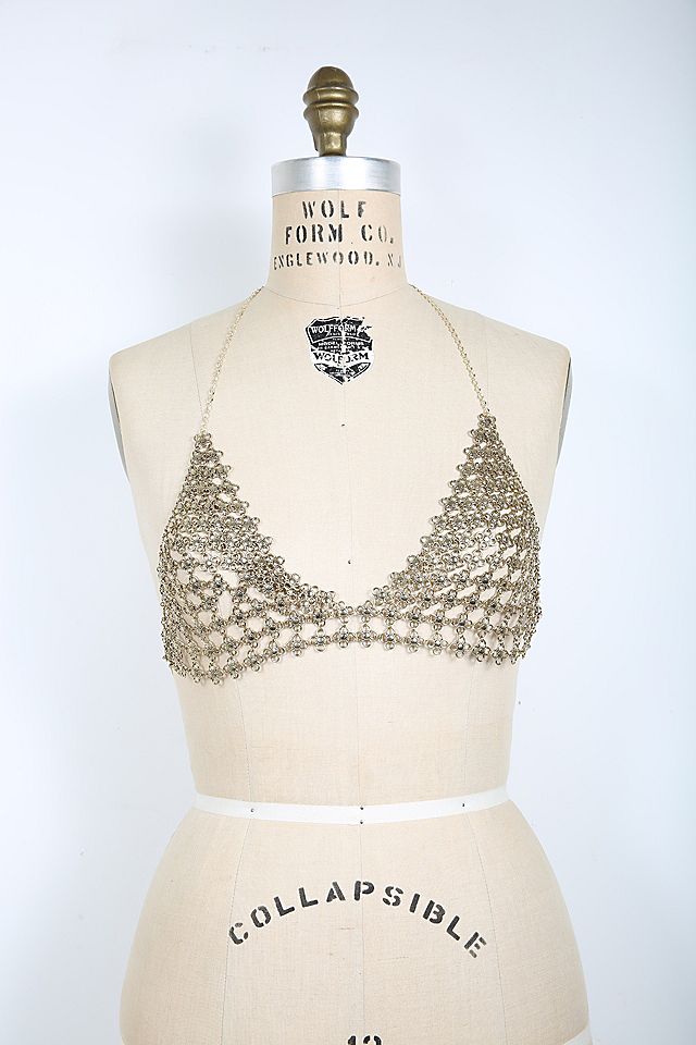 Free People Gold Schools Outs Chain Bra Top Body Jewelry Selected