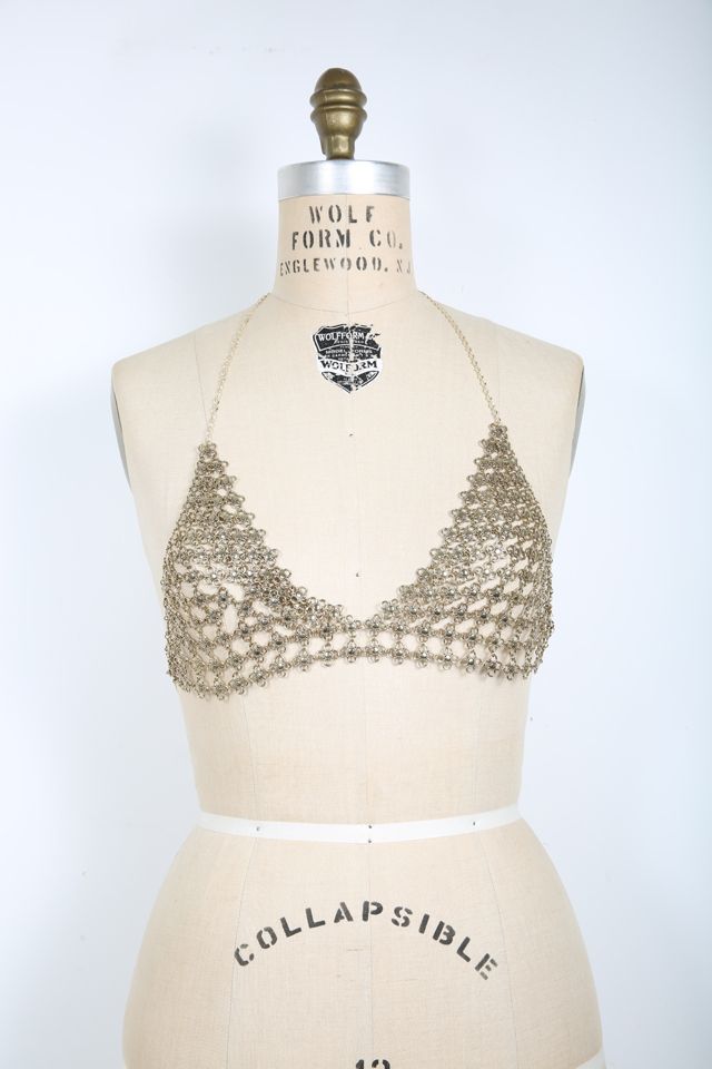 Free People Gold Schools Outs Chain Bra Top Body Jewelry Selected by Love  Rocks Vintage