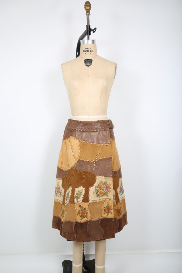 70s Vintage CHAR Hand Painted Patchwork Wrap Skirt Selected by Love Rocks Vintage Free People