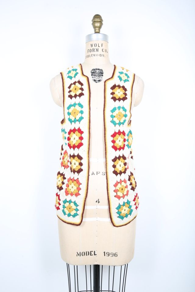 Vintage Handmade Crochet Granny Square Vest Selected by Love Rocks Vintage