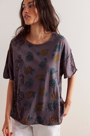 We The Free Nina Boheme Printed Tee at Free People in Black Combo, Size: Small