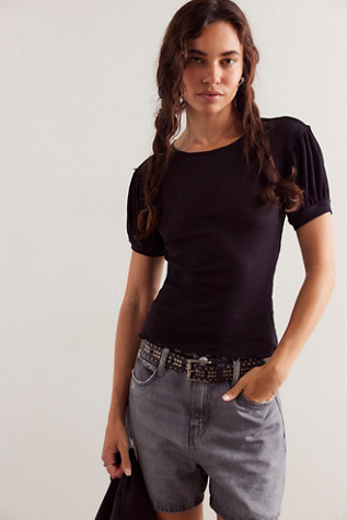 We The Free Reina Tissue Tee at Free People in Black, Size: XL