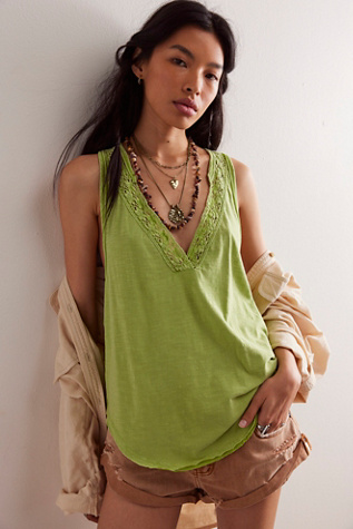 We The Free Mina Tank Top at Free People in Leaf Green, Size: Medium