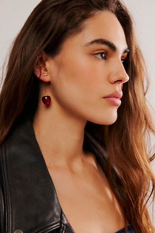 Cherry And Stem Earrings at Free People in Deep Red