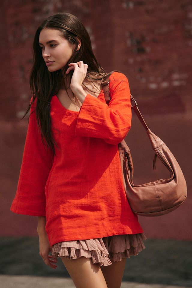 Fashion FREE PEOPLE beach red oversized tunic