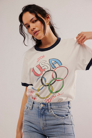 USA Ringer Tee by The Bureau at Free People in White, Size: Medium