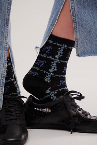 Tie A Bow Ankle Socks by Hansel From Basel at Free People in Black