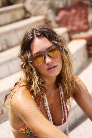 Harley Retro Aviator Oversized Sunglasses by Free People in Grey