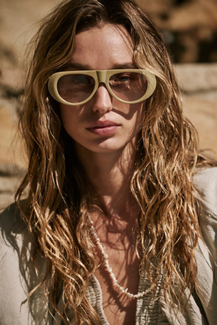 Harley Retro Aviator Oversized Sunglasses at Free People in Matcha