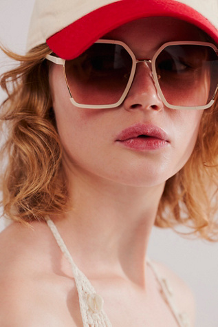 Sage Oversized Square Sunnies at Free People in Champagne