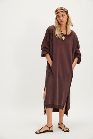 We The Free Camden Maxi Sweatshirt at Free People in Brown, Size: XS