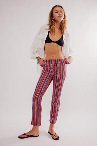 In My Feelings Stripe Slim Flare Crop Pants at Free People in Disco Combo, Size: XS