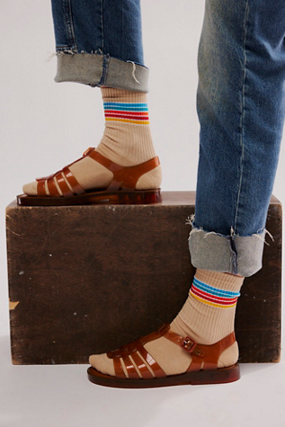 So Stripe Socks by American Trench at Free People in Cream Base