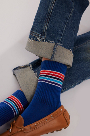 So Stripe Socks by American Trench at Free People in Blue Base