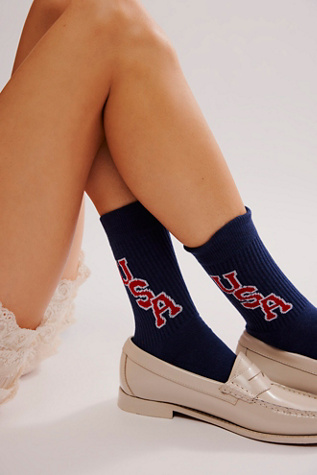 Team USA Socks by American Trench at Free People in Navy/Red