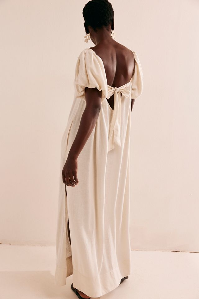 Robe Longue Julietta en Lin Épaules Dénudées #1
