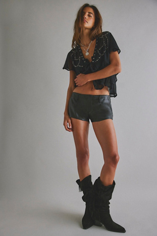 Alessia Vegan Micro Trouser Shorts by We The Free at Free People in Black, Size: US 2