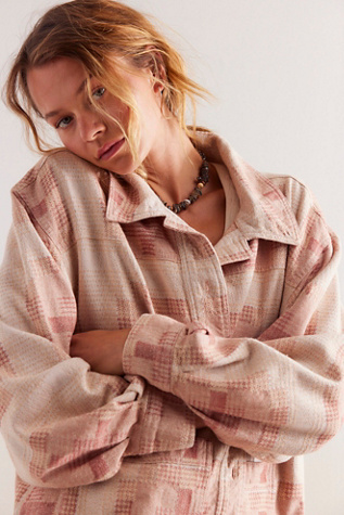 We The Free Keep It Cozy Shirt at Free People in Berry Combo, Size: Medium